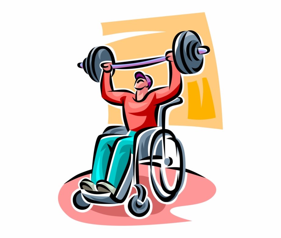 Vector Illustration Of Handicapped Or Disabled Weightlifter Man