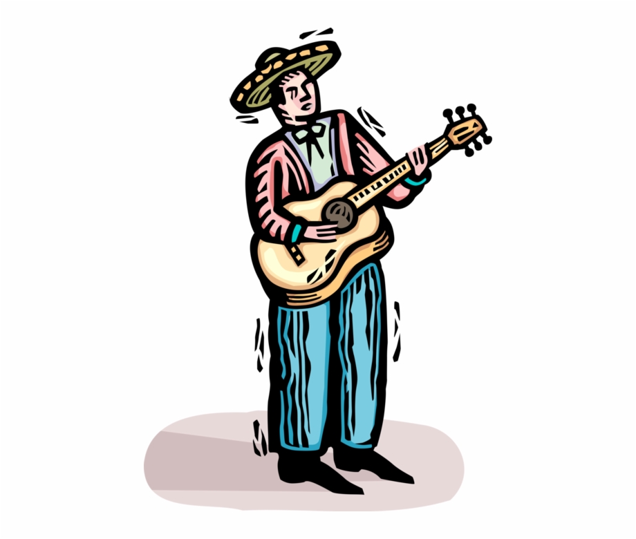 Vector Illustration Of Mexican Musician With Sombrero Illustration
