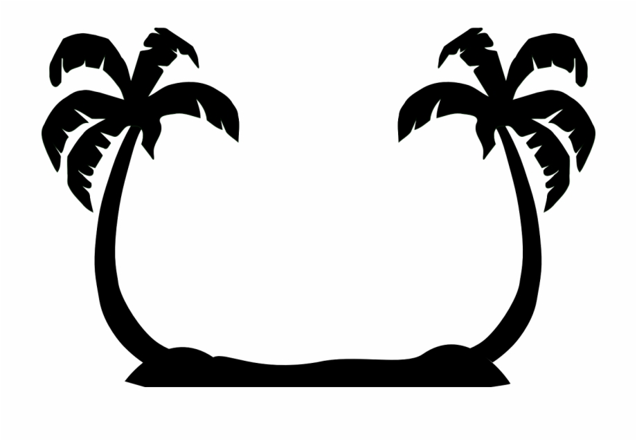Palm Trees Facing Black Silhouettes Beach Free Vector