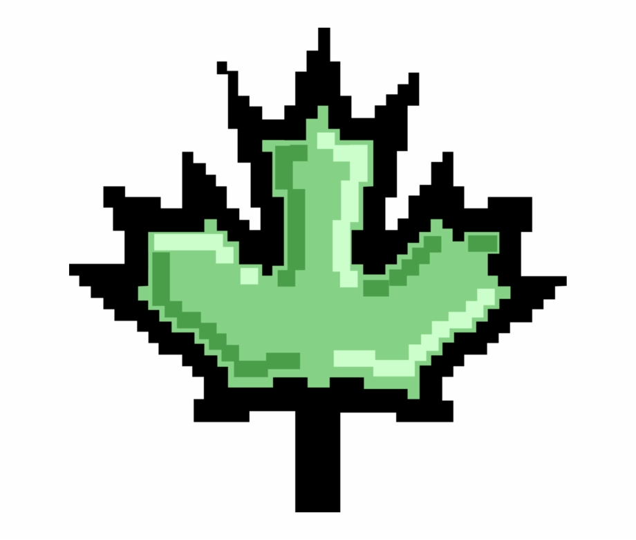Vector Illustration Of Pixelated Bitmap Leaf Symbol Emblem