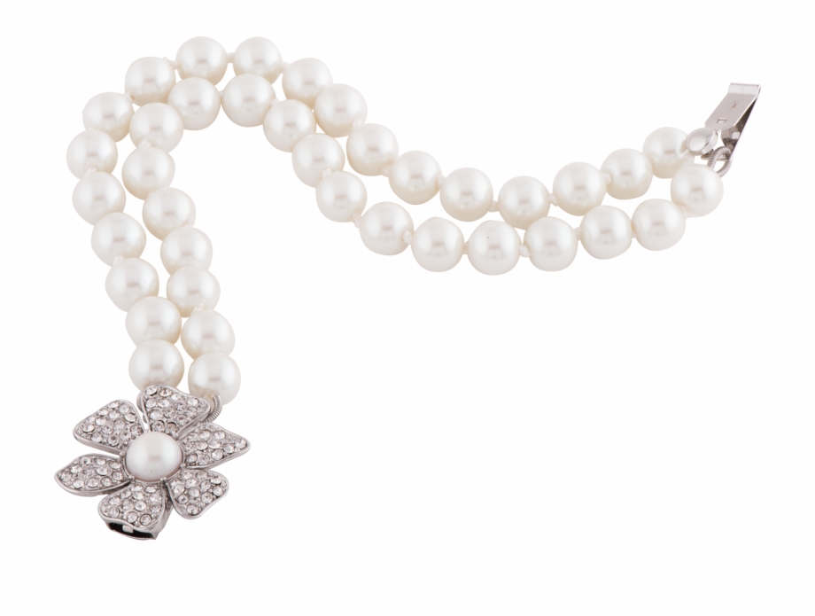 Double Strand Pearl Bracelet With Pav Flower Pearl