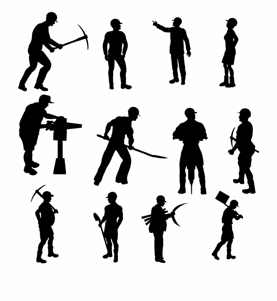 Workers Silhouettes Set Construction Worker Vectors