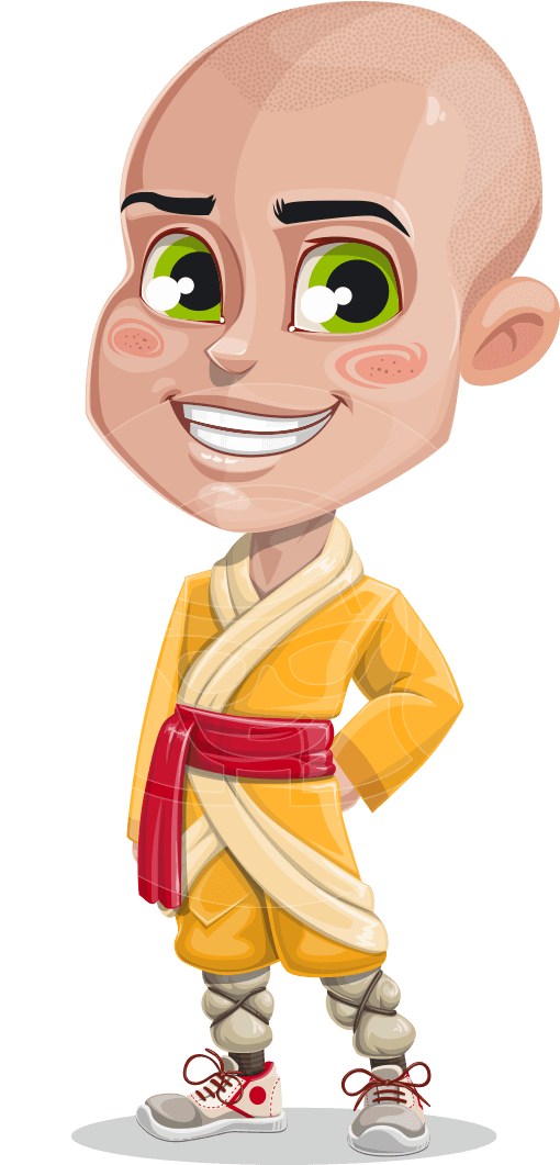 Cute Monk Boy Cartoon Vector Character Aka Kalsang