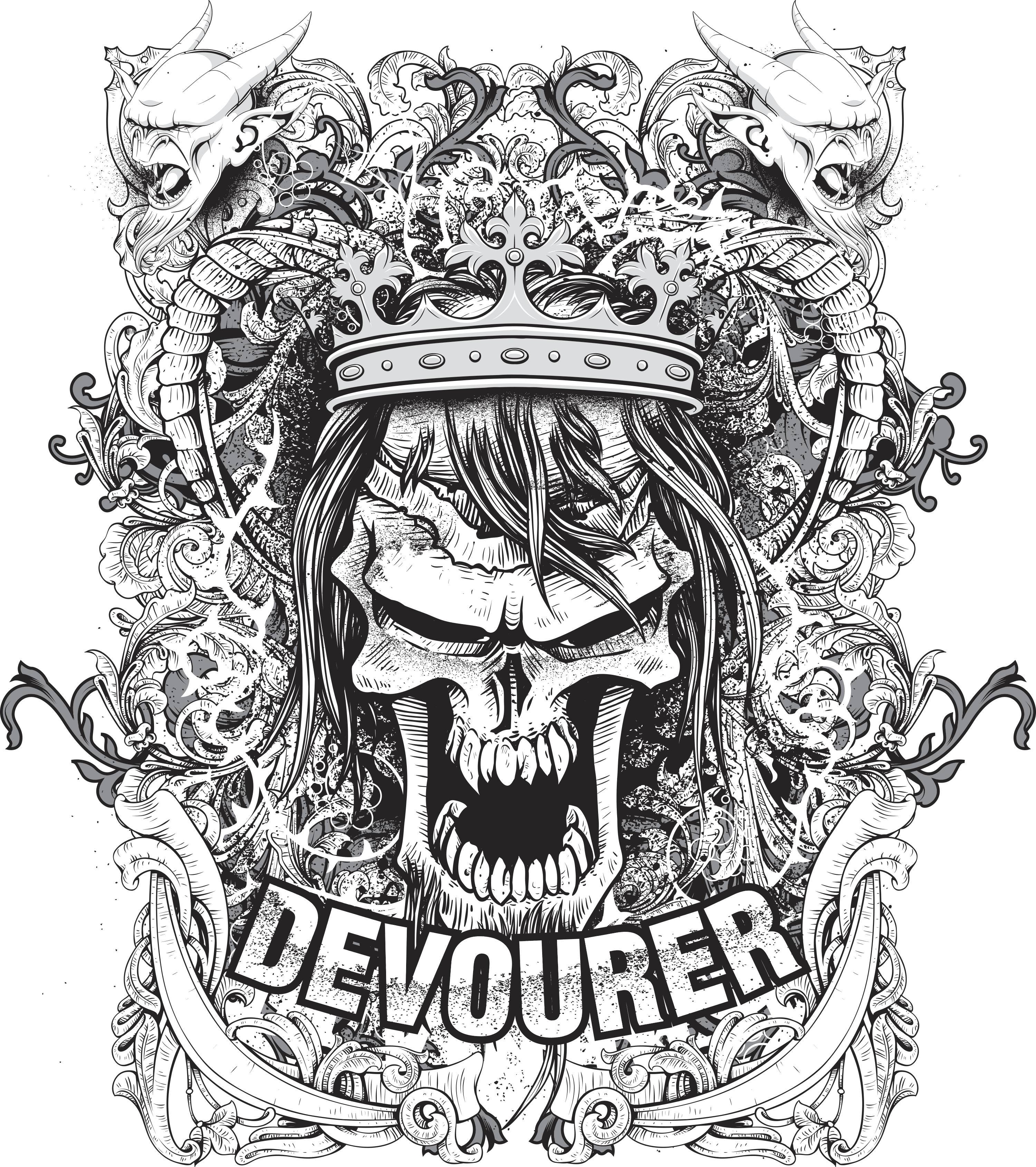 Grunge Vector T Shirt Design With Angry King