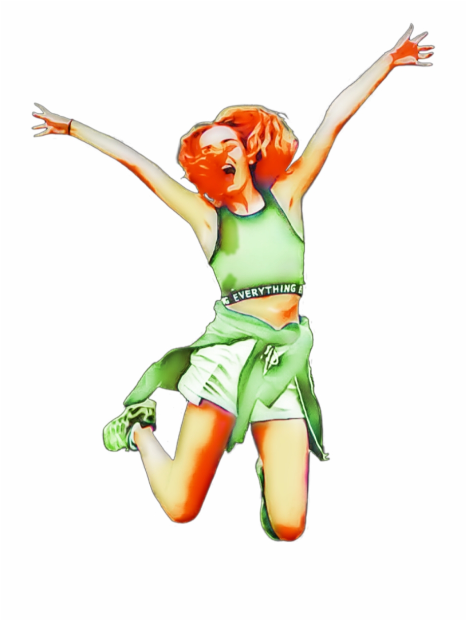 excited girl jumping cartoon