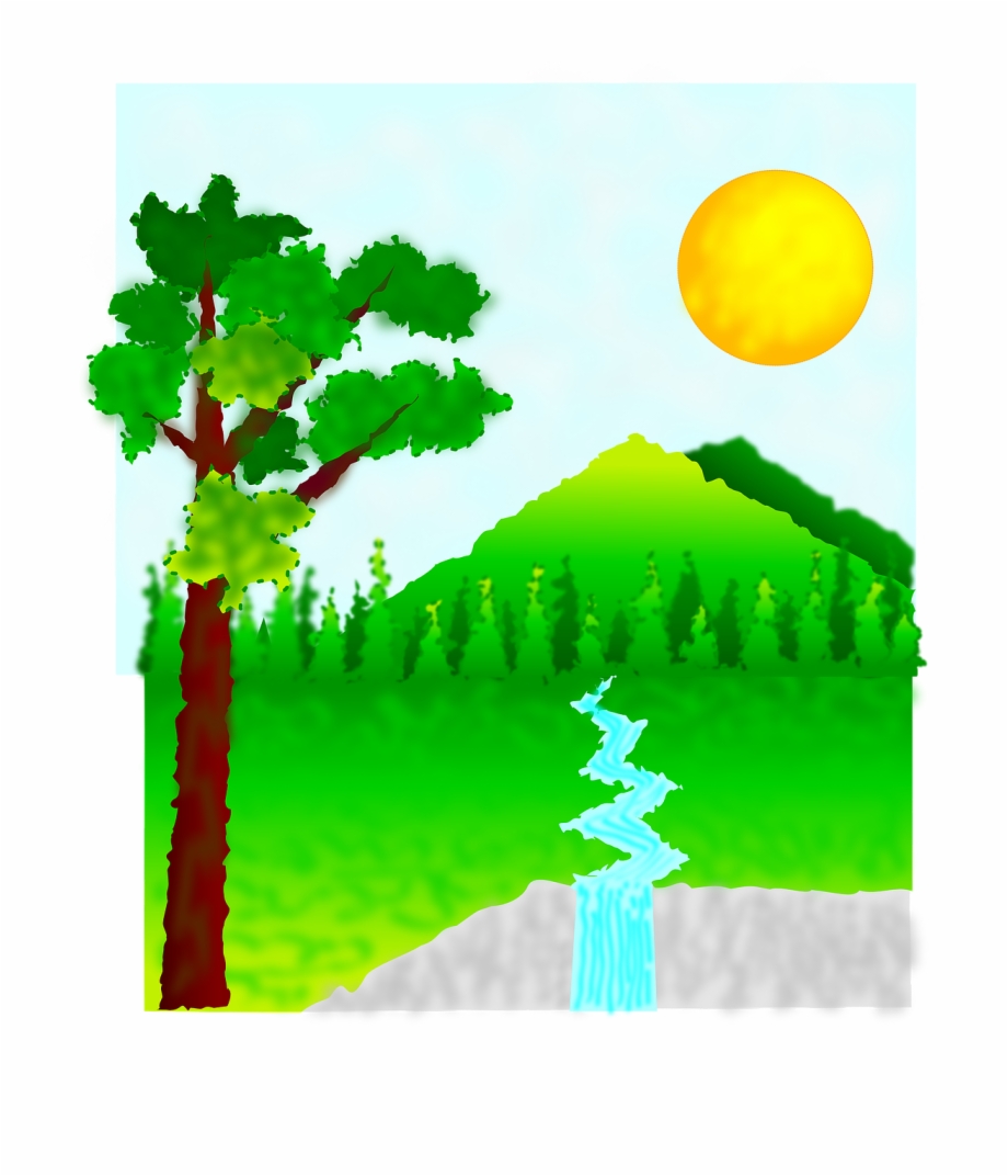 Sun Mountain Water Green Trees Png Image Nature