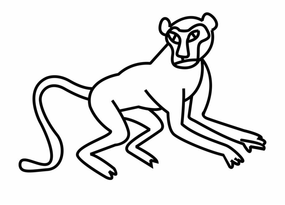 Vector Illustration Of Primate Monkey Ape Line Art