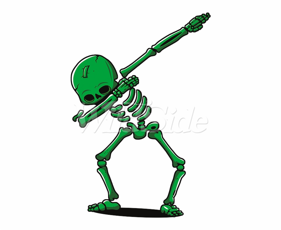 Green Dabbing Skeleton Cartoon