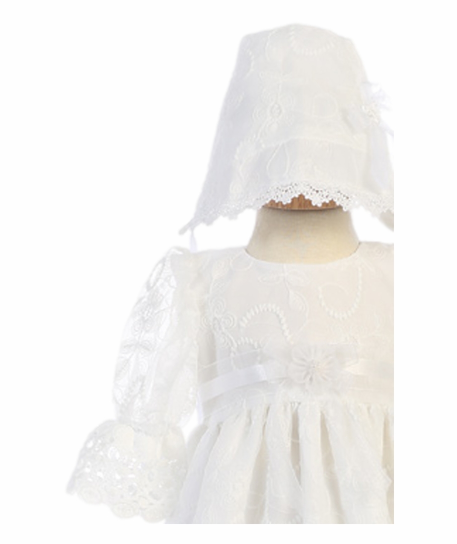 Embroidered Tulle Lace Christening Gown Baby Girls Gown