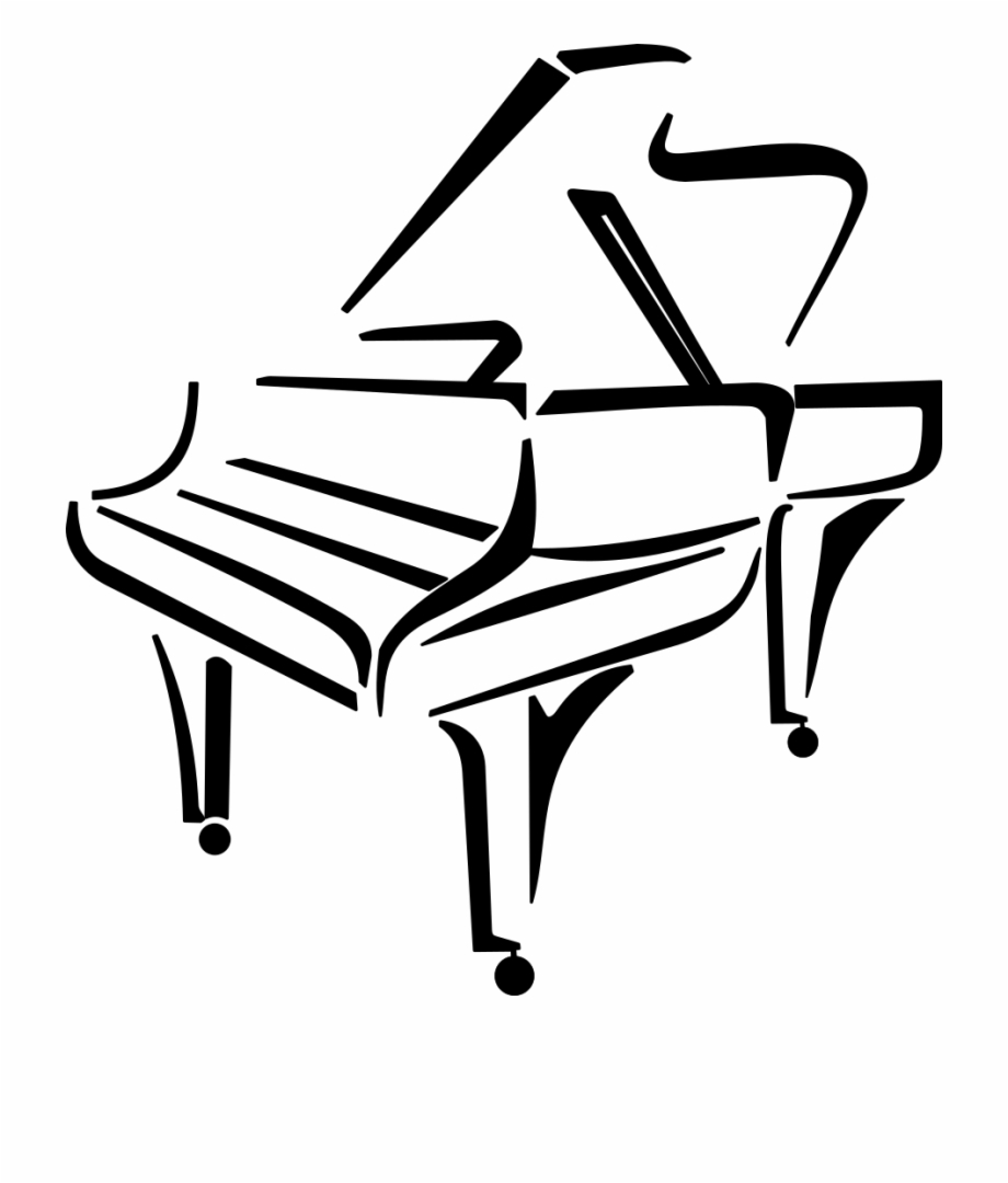 playing piano clipart black and white