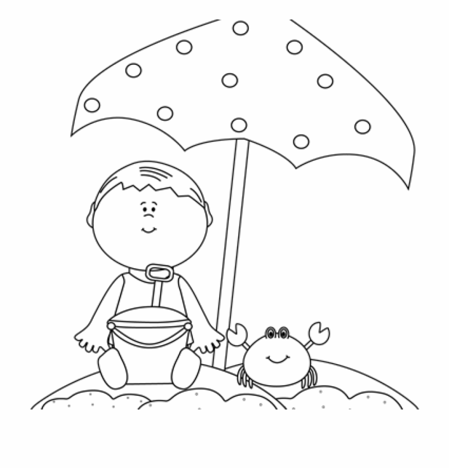 summer kids clipart black and white