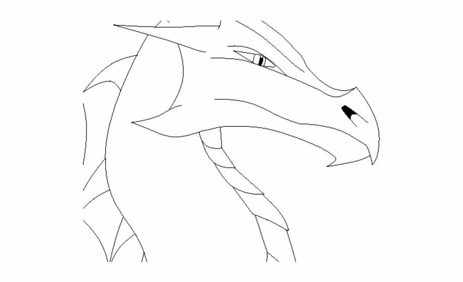 Drawn Dragon Face Line Art