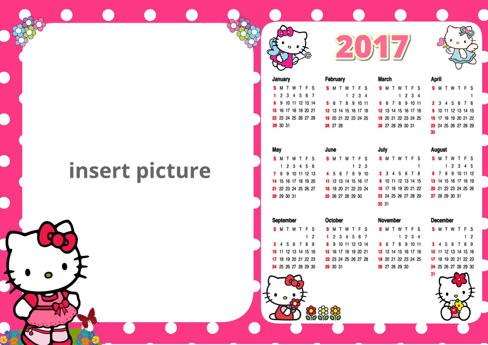 Hello Kitty Calendar 2017 Png Frame Hello Kitty