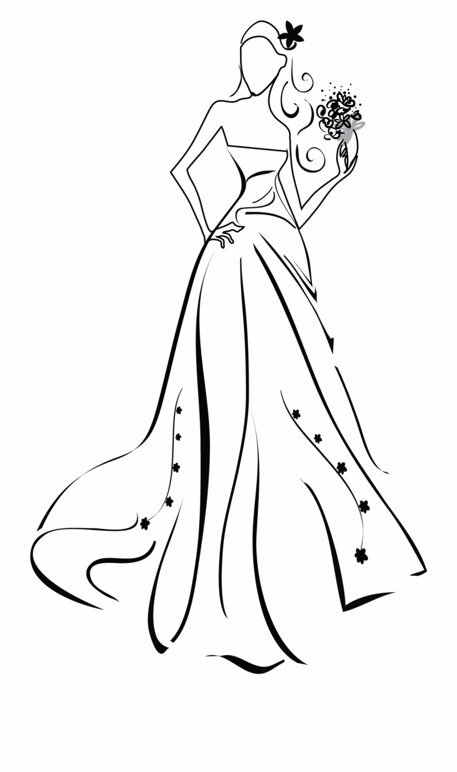 Drawing of Woman in Long Fancy Dress with Parasol clipart. Free download  transparent .PNG | Creazilla