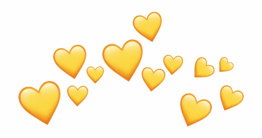 Hearts Yellow Crown Transparent Heart Emoji Background - Clip Art Library