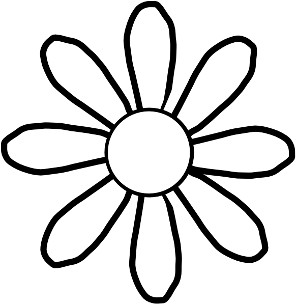 black and white flower cartoon
