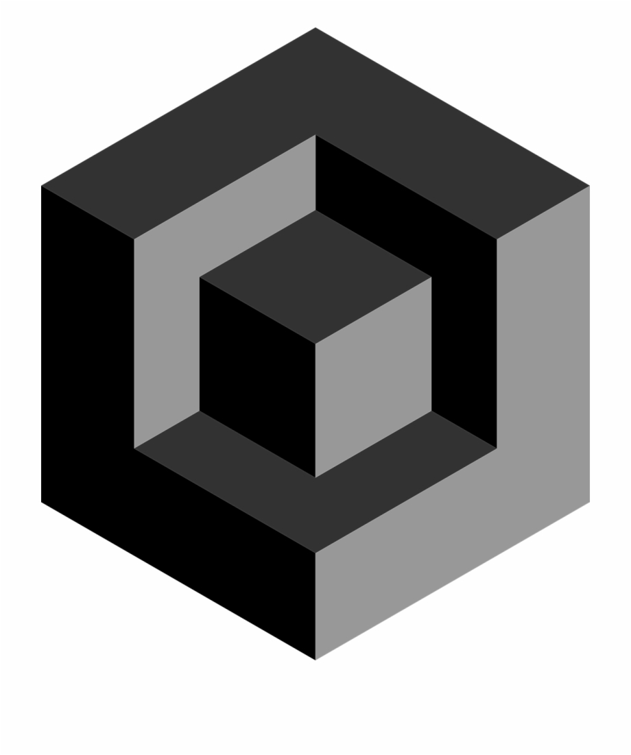 Cube 3D Recessed Black Gray Png Image 3D