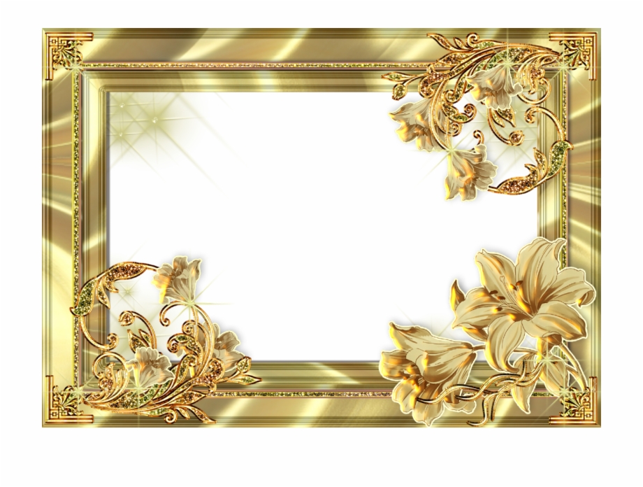 Golden Frame Design Png Golden Frame With Flower