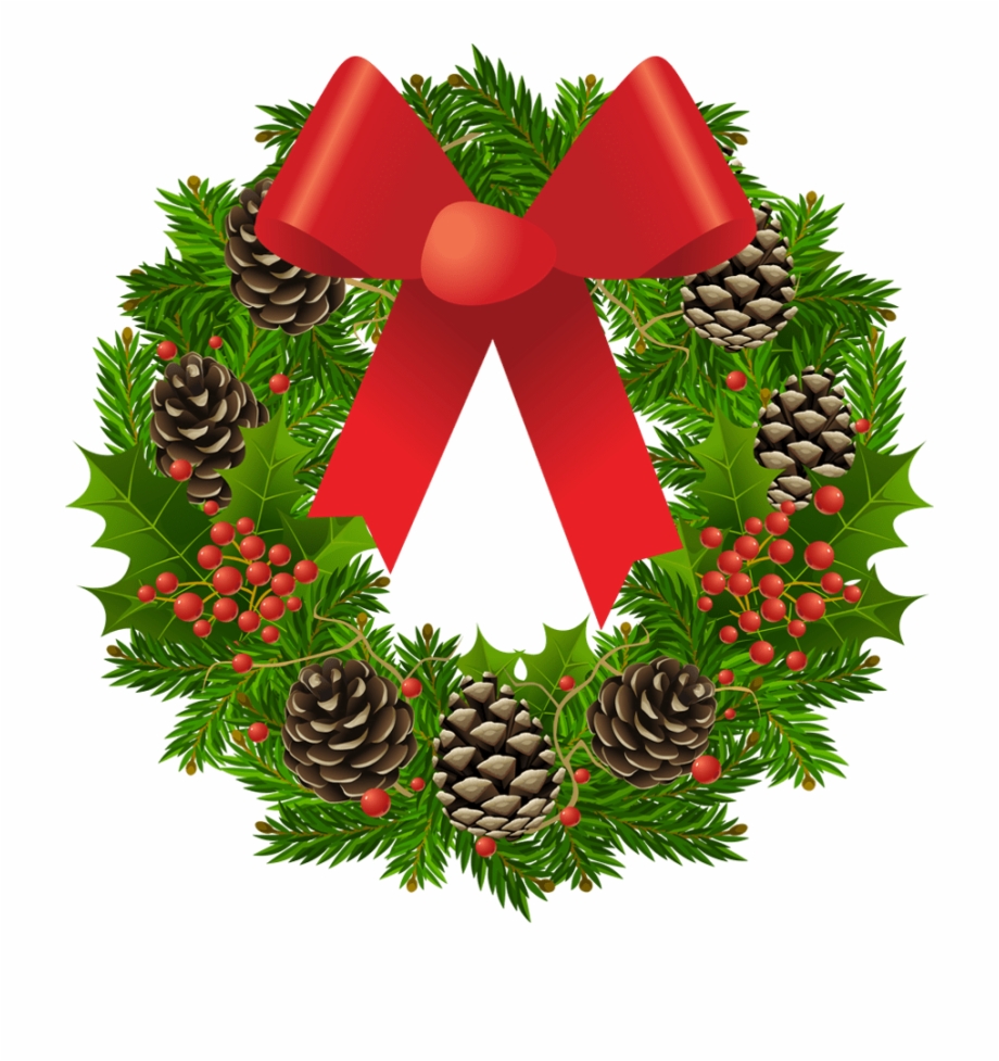 Christmas Wreath With Ribbon Wreath Clip Art