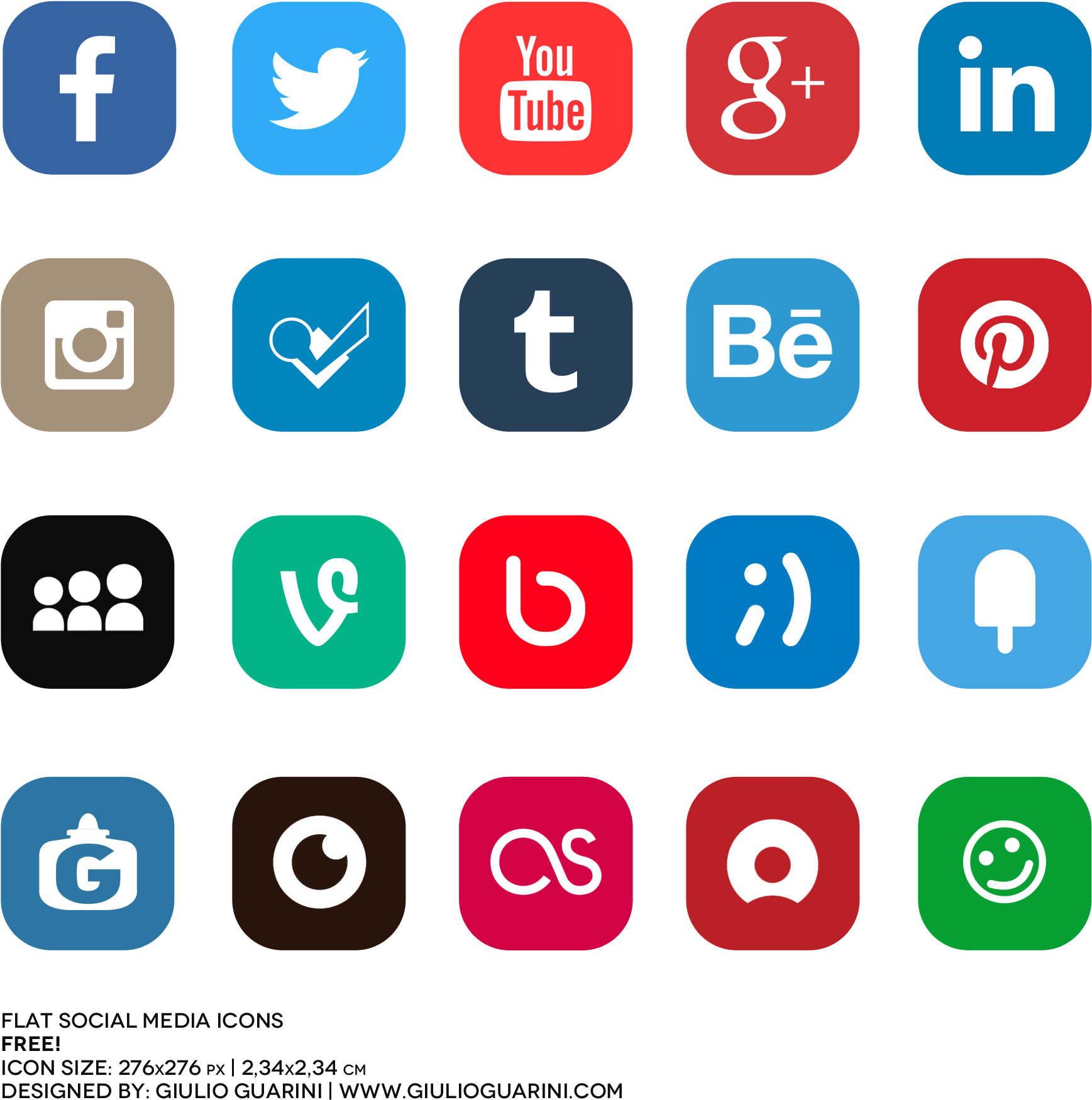 Flat Social Media Icons Png Transparent Background Social - Clip Art Library
