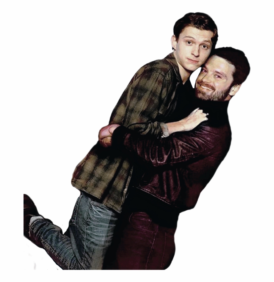 Sebastian Stan And Tom Holland Hugging Bucky Barnes
