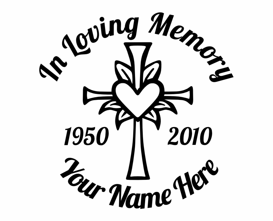 In Loving Memory Cross With Heart Sticker Emblem