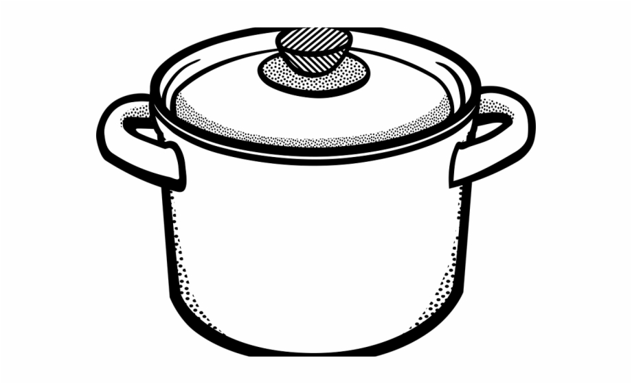cooking pot clipart black and white

