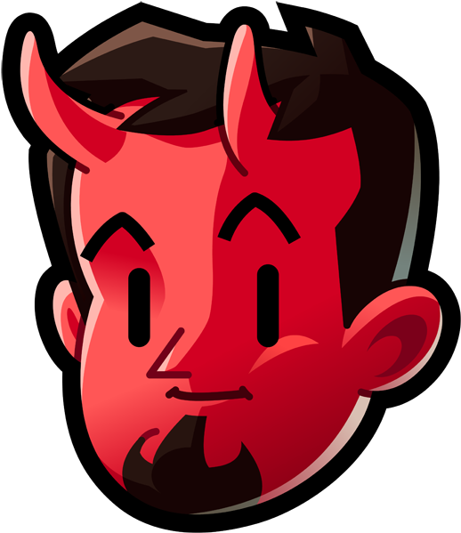 Devil Icon Red Head Cartoon Face Hell Satan