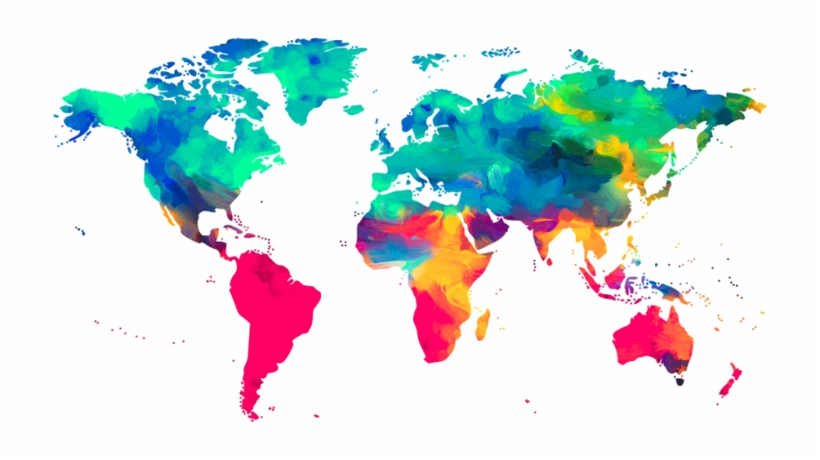 Colorful Outline Of The Continents World Map