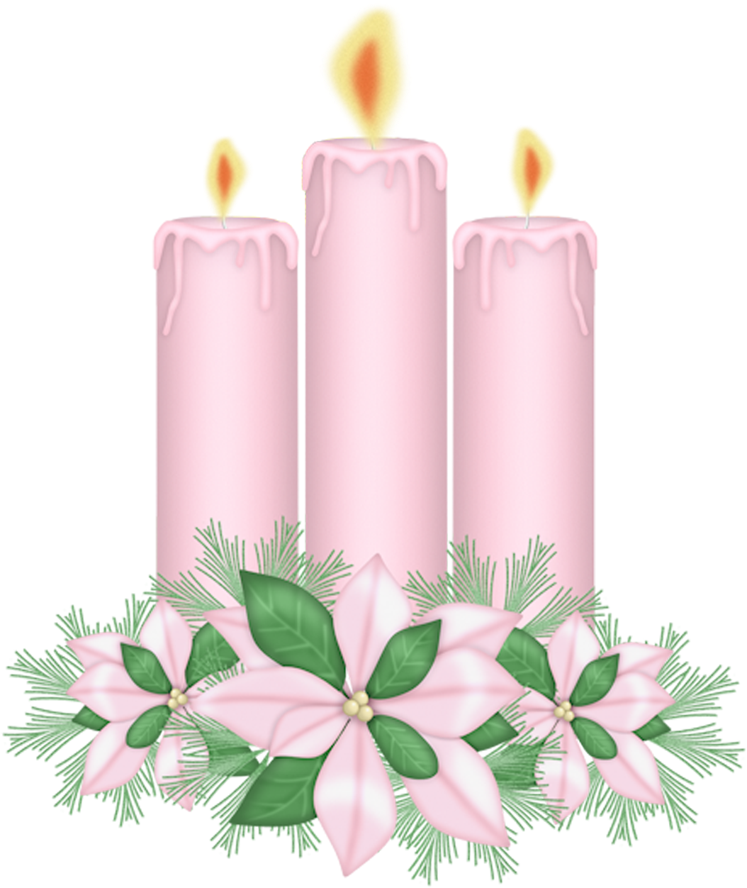 Christmas Candle Clipart Pink