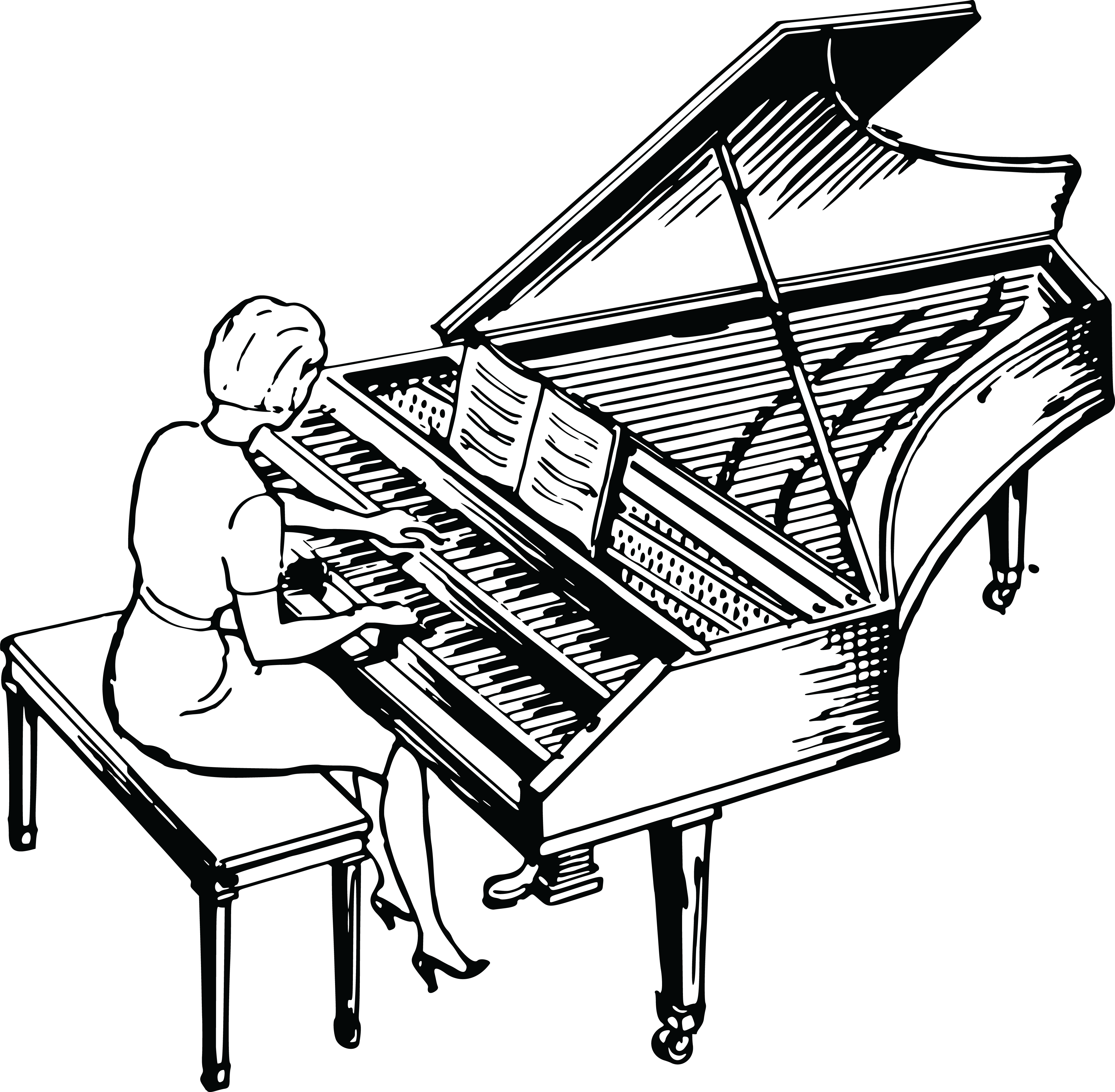 Free Clipart Of A Woman Playing A Piano