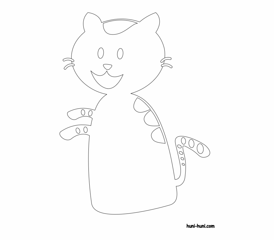 Huni Huni Flashcard Coloring Page Outline Iring Cat