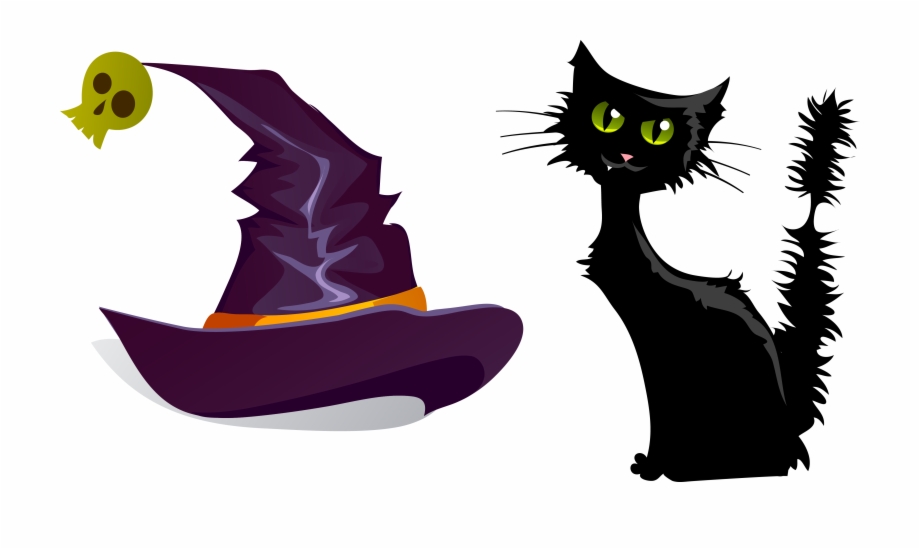 Svg Black And White Cat Clipart Free Witch