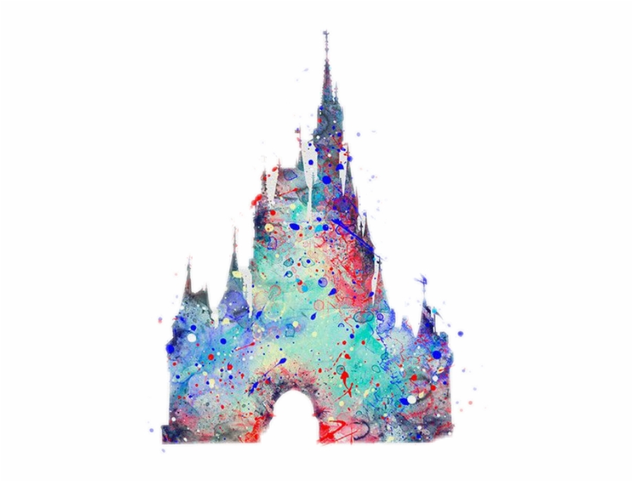 Disney Castle Cinderella Colorful Pretty Splatter Easy Watercolor