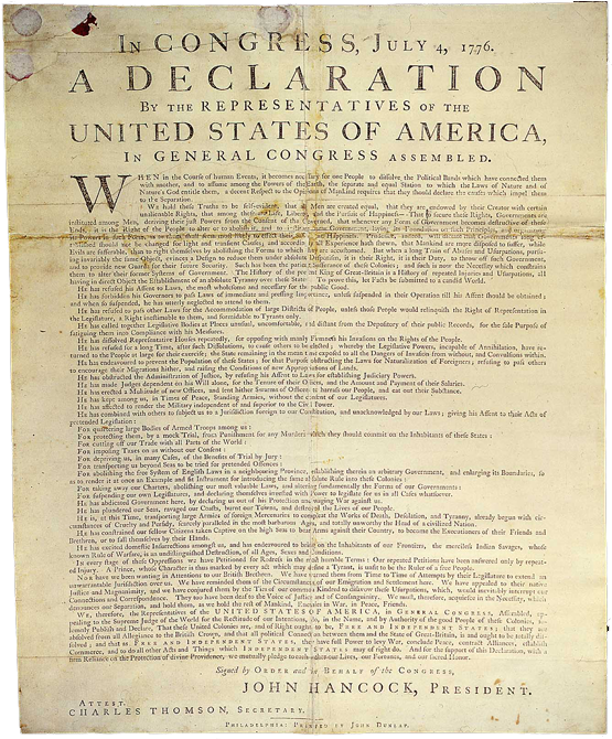 Dunlap Broadside Declaration Of Independence Declaration Of Independence
