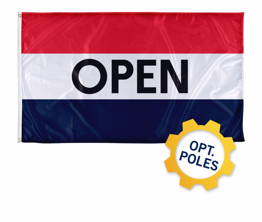 Open Flag W Optional Flagpole Flag