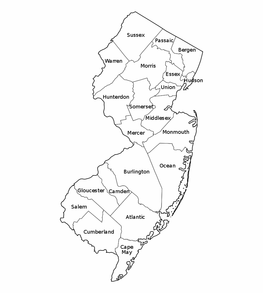 New Jersey Counties Labeled New Jersey Trenton Map