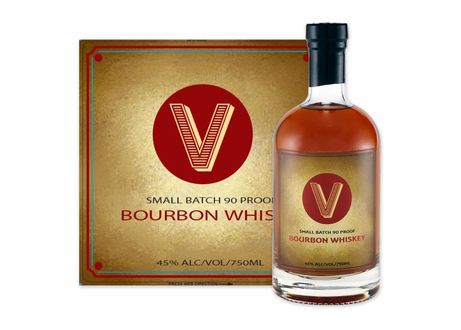 V Bourbon Whiskey Glass Bottle