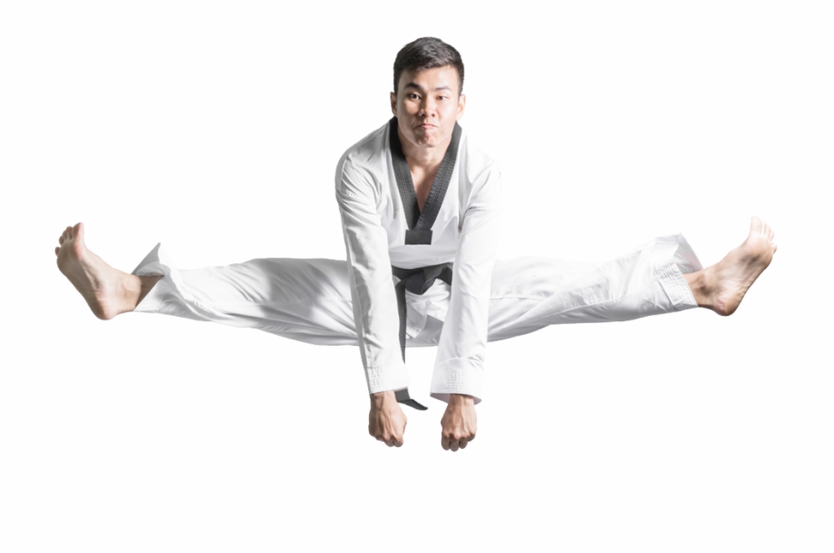 Man Karate Kicking Patadas Con Salto Taekwondo