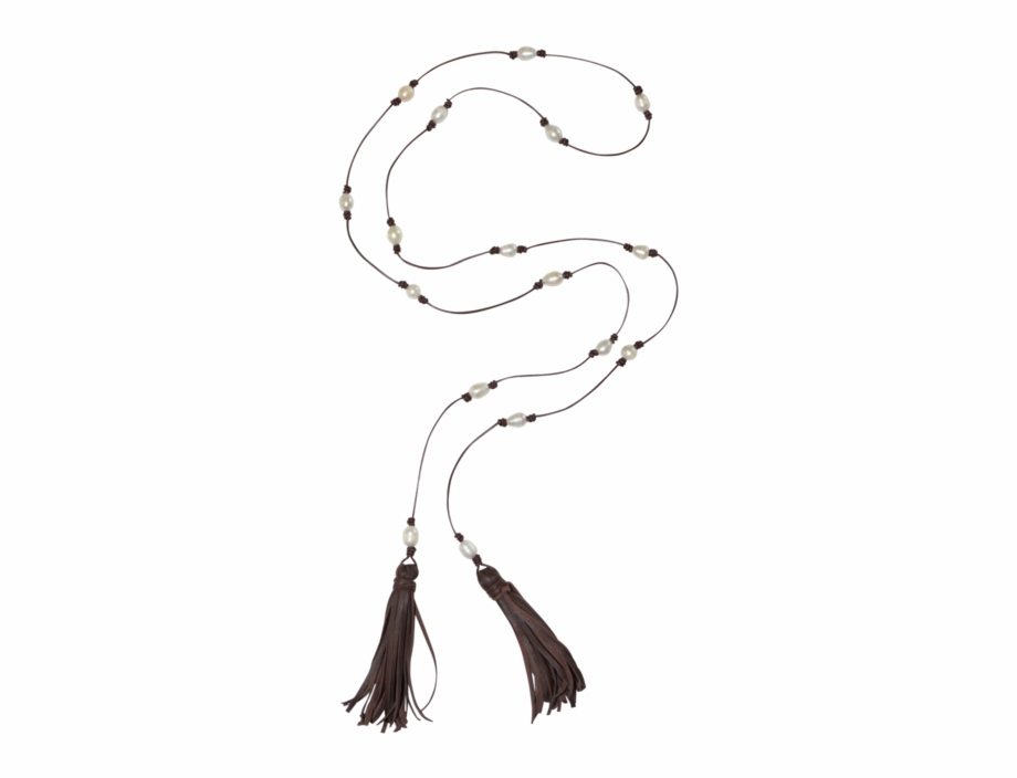 Leather And Pearl Lariat Necklace Sketch
