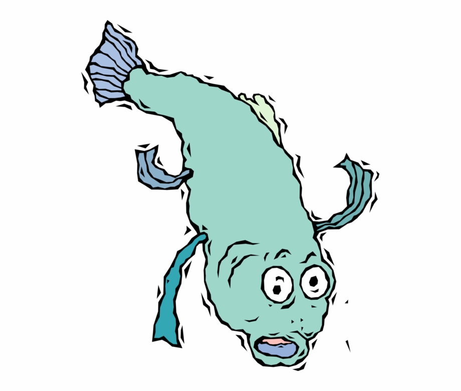 Vector Illustration Of Fish Jumps Out Of The