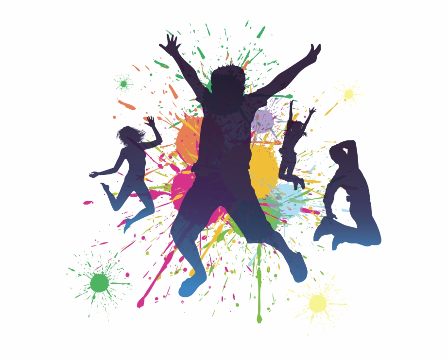 Dancing Party Silhouette Dance Jumping Peoples Holi Invitation