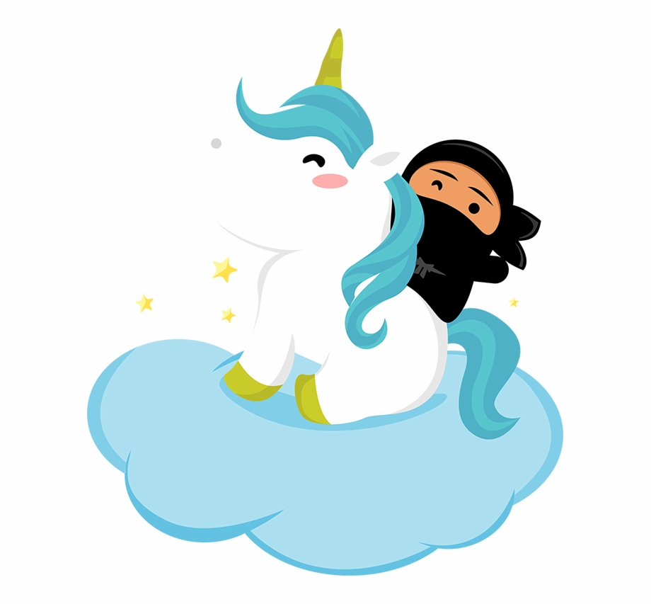 Cartoon Shinobi Riding A Unicorn Cartoon