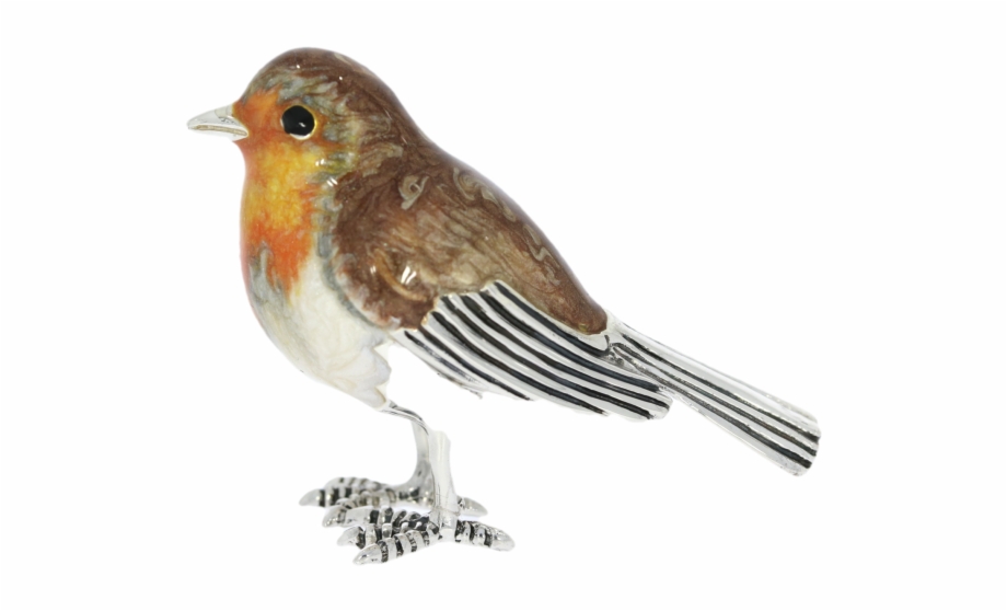Sterling Silver Enamel Robin Bird By Saturno Figurine