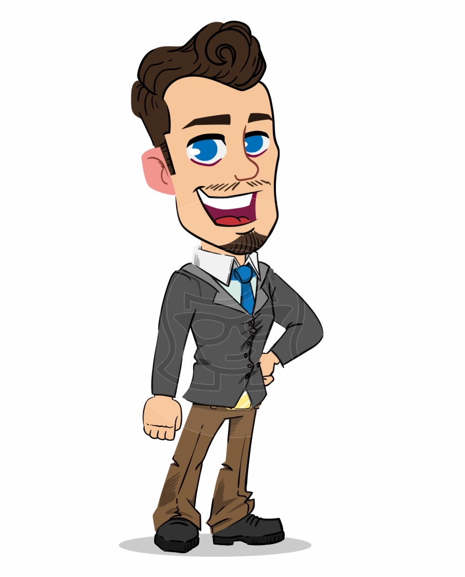 Simple Style Cartoon Of A Businessman With Goatee