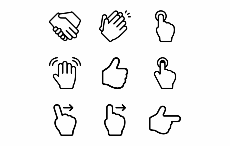 Basic Hand Gestures Lineal Cute Symbols Png