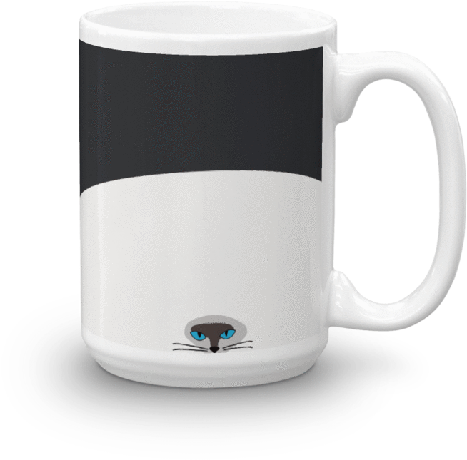 A Glossy Coffee Mug Featuring A Hypnotic Siamese