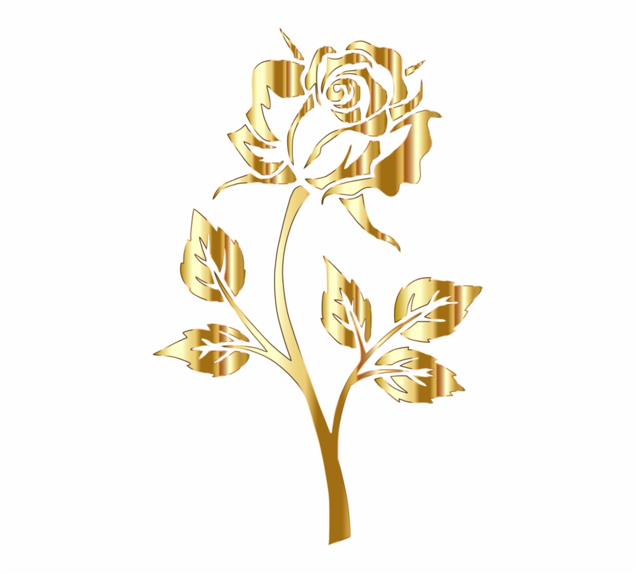 Rose Silhouette Gold Drawing Rose Gold Transparent Background