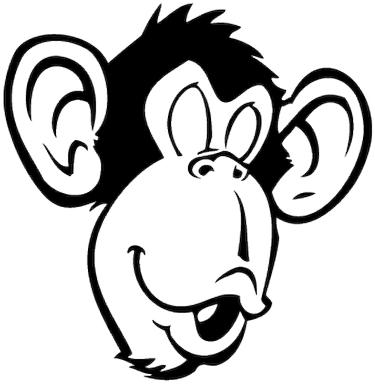 cartoon monkey face black and white