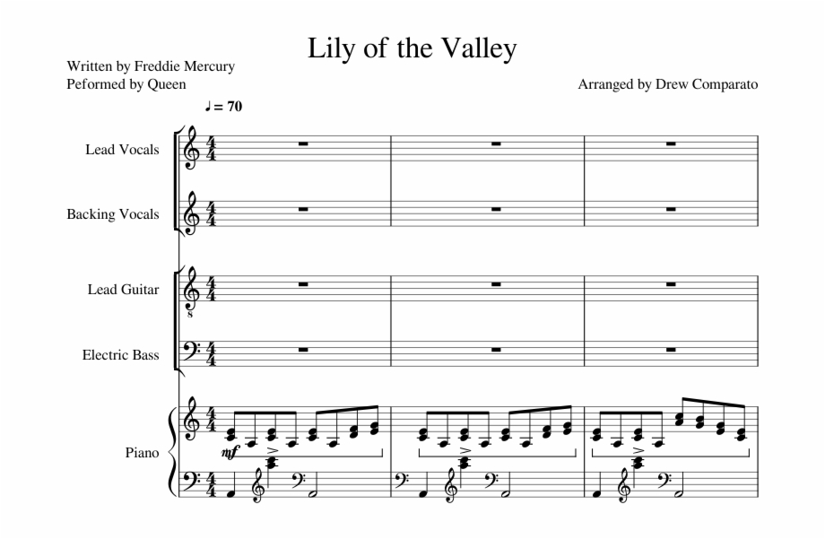 Lily Of The Valley By Queen Sheet Music